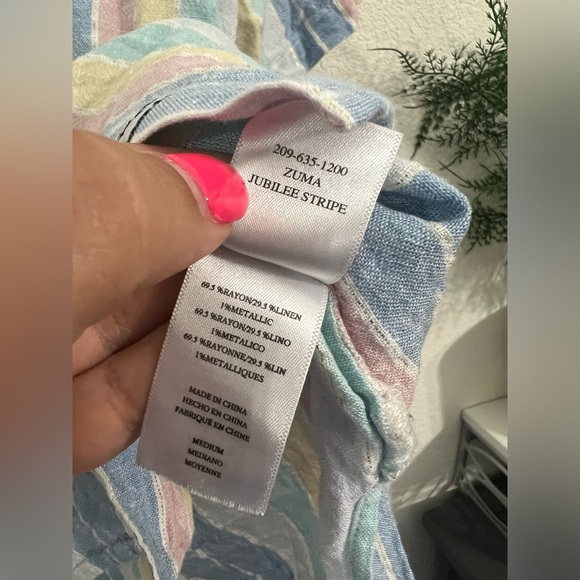 Rails Zuma Pastel Jubilee Stripe Button Down Top Size Medium - Picture 8 of 8